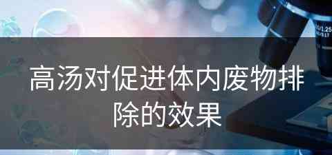 高汤对促进体内废物排除的效果